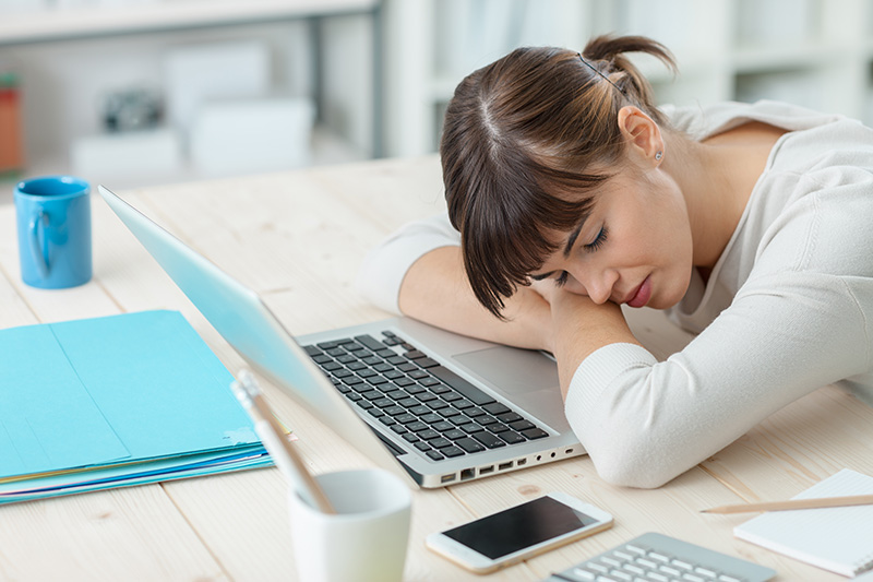 Woman sleeping on the job